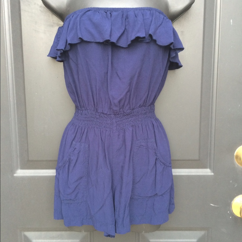 Navy Blue Ruffle Romper